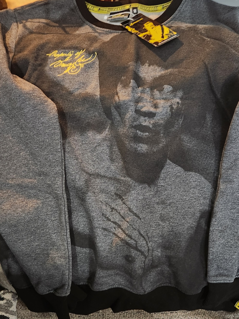 Men's Gray Graphic Crewneck Sweatshirt with Black Trim